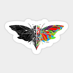 the monster in the dark cicada of death in mexican totonac patterns ecopop Sticker